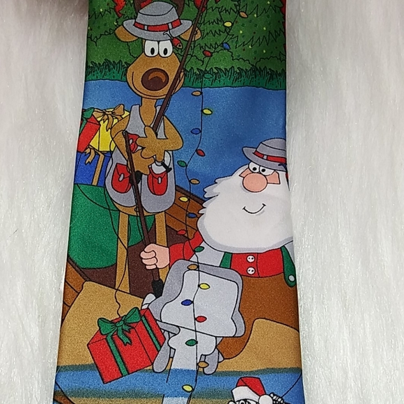 Hallmark Other - Hallmark Fishing Santa and Reindeer Christmas Tie